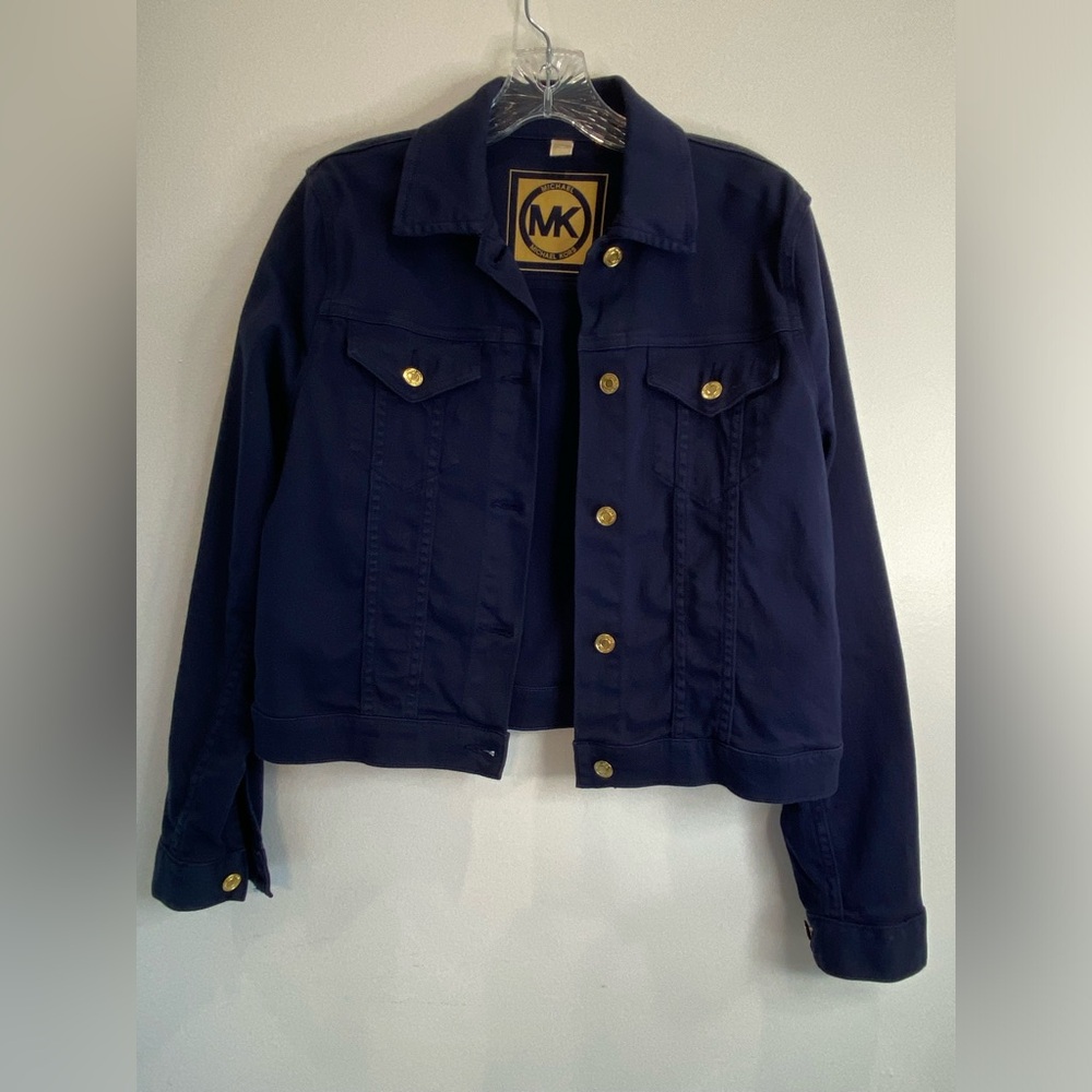 Michael Kors Denim Navy Blue Jacket With Gold Buttons